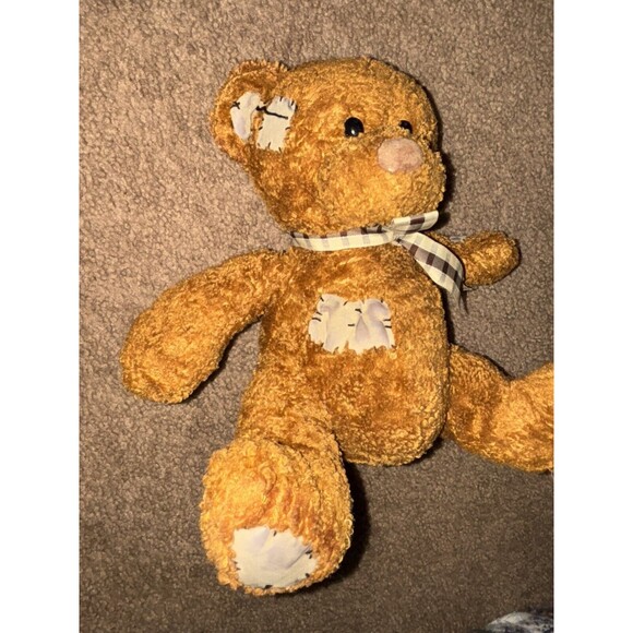 Posh Paws Teddy Bear Patches Plush with Plaid Bow - Picture 9 of 10